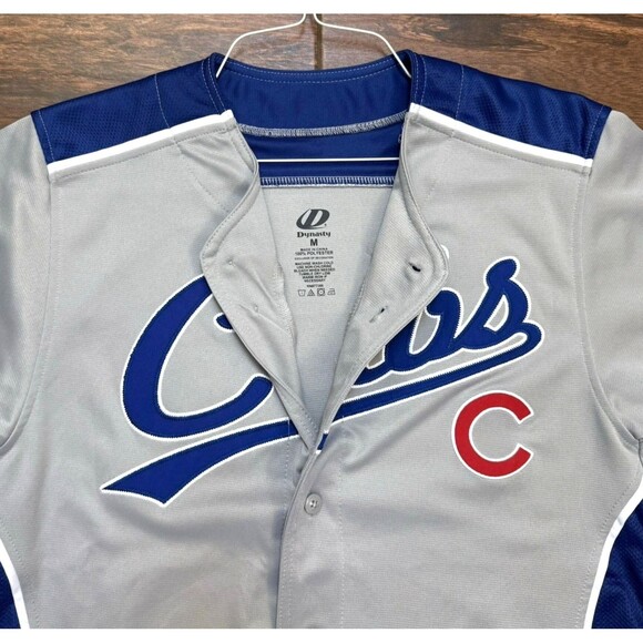 Chicago Cubs Mens Baseball Jersey MLB Gray Blue Sewn Logo Front Button Up Sz M - Picture 6 of 7